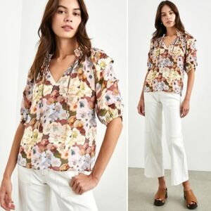 RAILS Paris Top Painted Floral Blouse Top Size M